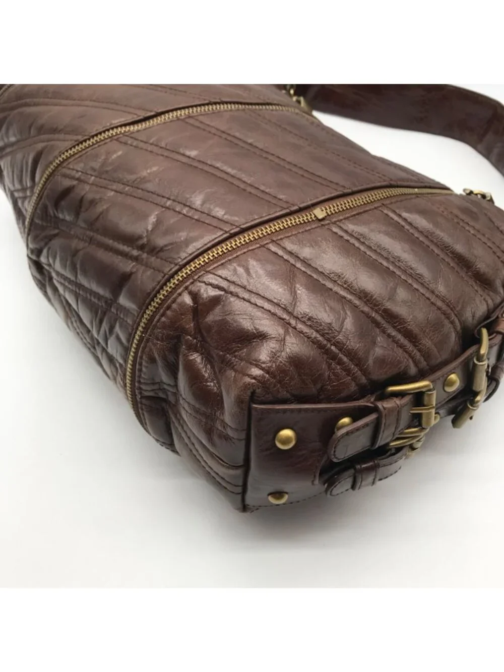 Betsy Johnson Brown Leather Ziplock Large Hobo Bag